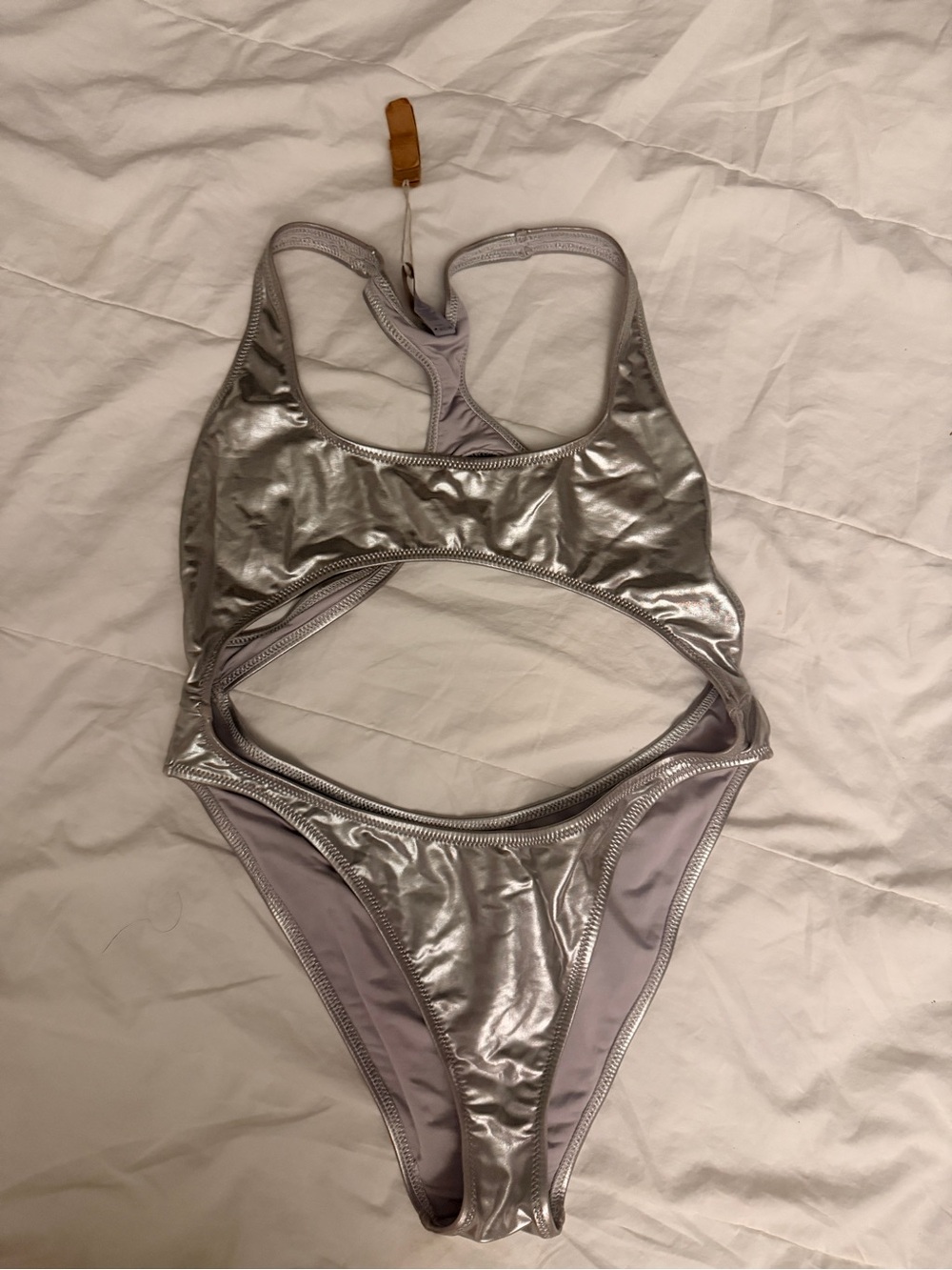 SKIMS Silver Metallic Cutout One-Piece